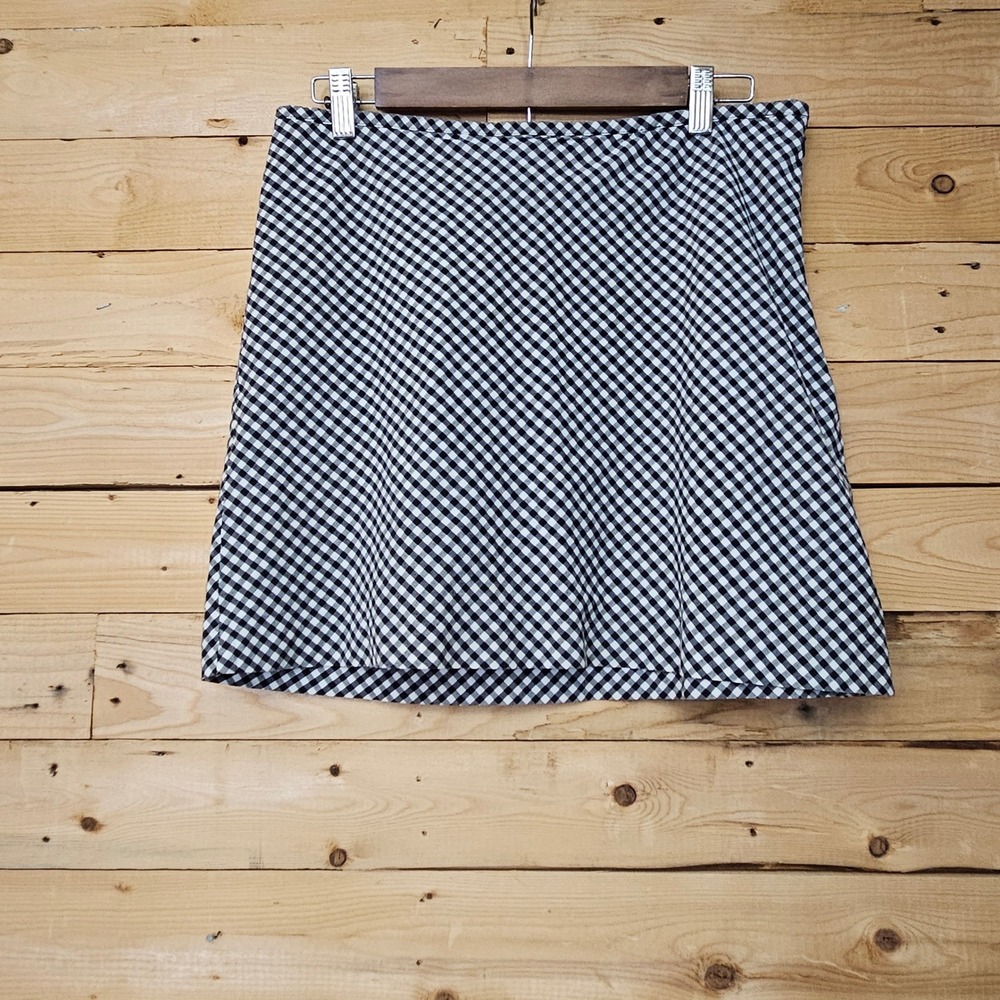 The Limited Stretch Gingham Mini Skirt Blue White Check Y2K Preppy Size 8